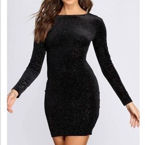 Black long sleeve glitter dress